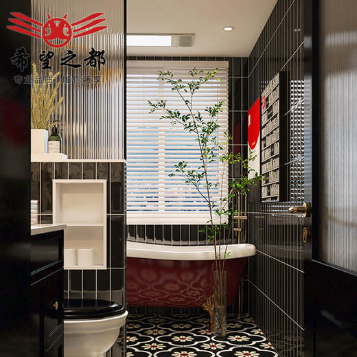 花片厨房砖厕所浴室卫生间地砖法式200x200瓷砖复古黑白花砖植物 商品图0