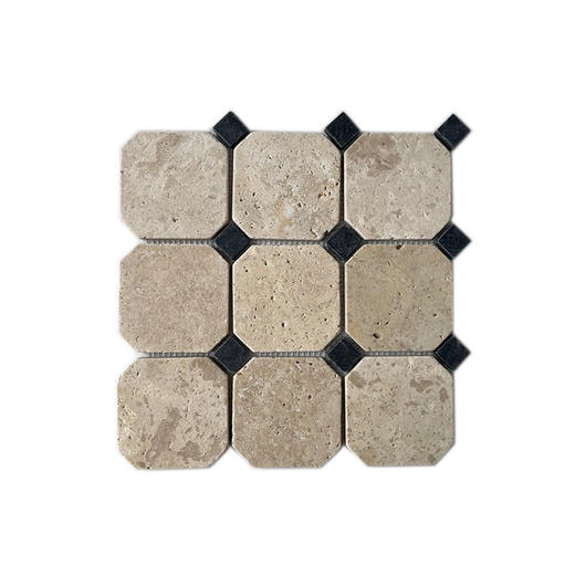日式马赛克石黄洞复古300X300mm石地砖防滑天然米侘寂莱姆八角 商品图4