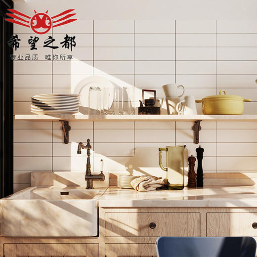 卫生间格子纯色柔光砖瓷砖 厨房浴室拉槽日式通体小白墙砖300x600 商品图1