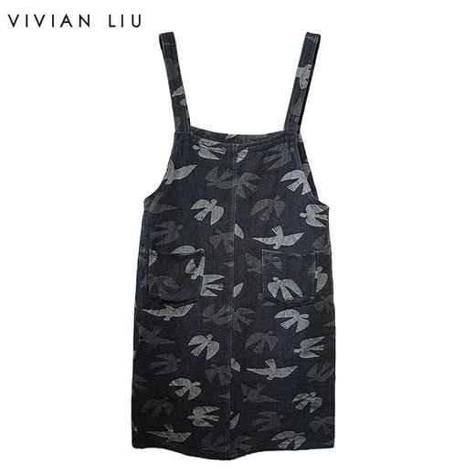 VIVIAN LIU薇薇安刘R2444102初秋女装新款提花牛仔吊带连衣裙 商品图0