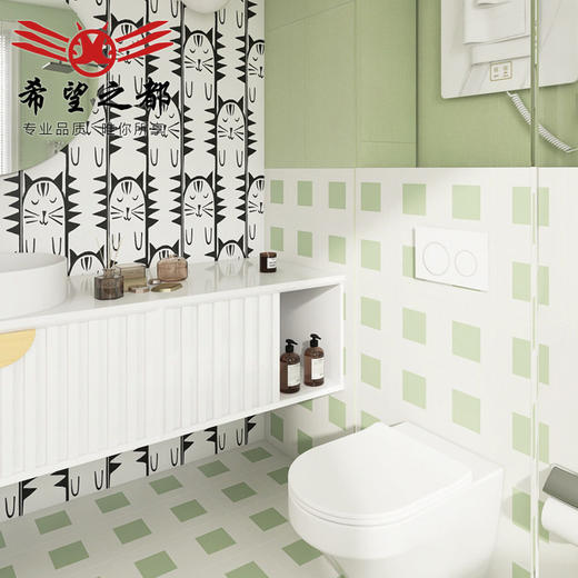 厨房墙砖卫生间小猫咪瓷砖卡通动漫300x600造型浴室花砖复古北欧 商品图0