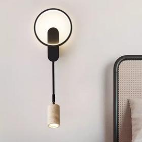 玄关风黄洞石风走廊餐厅圆形背景墙床头奶油侘寂壁灯民宿艺术灯具