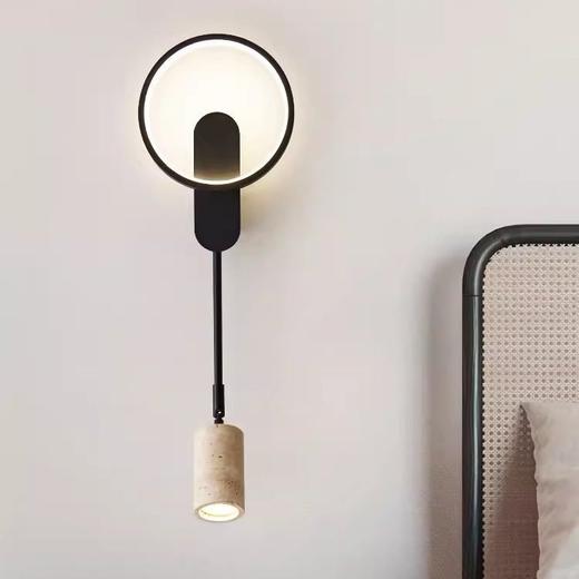 玄关风黄洞石风走廊餐厅圆形背景墙床头奶油侘寂壁灯民宿艺术灯具 商品图0