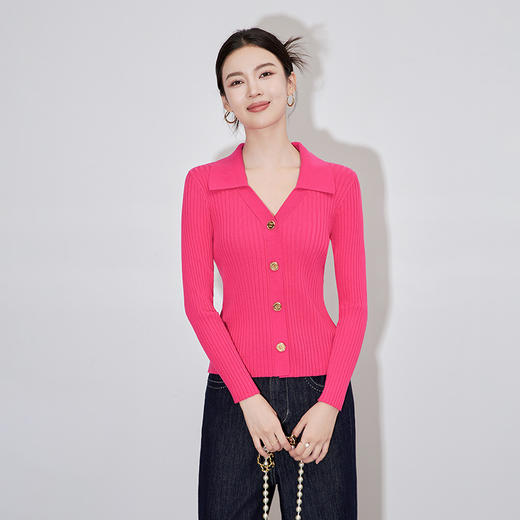 小香百搭翻领低领针织打底衫WLZD2430304 商品图0