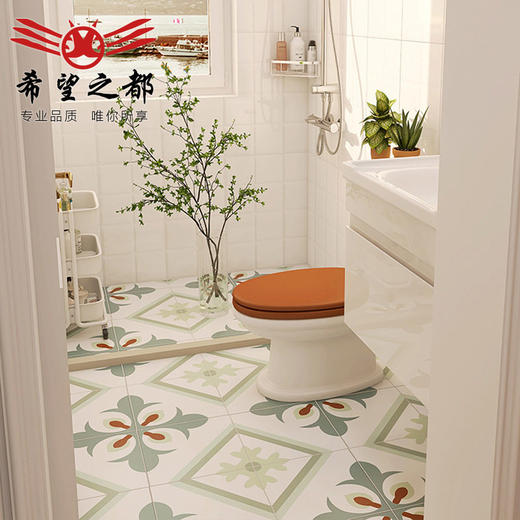 浴室卫生间花砖摩洛哥阳台厕所瓷砖小厨房200x200300北欧地砖绿色 商品图0