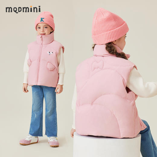 【清仓捡漏】【90绒 马甲】【90-140】【MQDmini】女童冬款加厚保暖羽绒立领马甲 商品图3