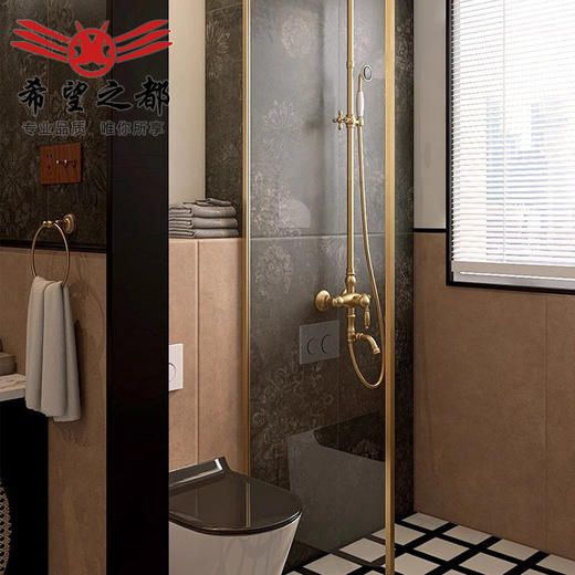 古风卫生间法式600x1200花砖复古地砖厨房全瓷防滑浴室中柔光瓷砖 商品图1