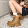 西遇厚底大黄靴马丁靴女新款秋冬英伦风显瘦圆头增高系带短靴V3747771 商品缩略图1