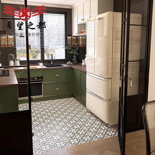 复古150x300地砖浴室墙砖阳台法式花砖厨房卫生间古风砖小厕所中 商品图1