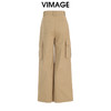 VIMAGE纬漫纪冬季新款高腰阔腿卡其色工装裤休闲百搭显瘦长裤V2205813 商品缩略图2
