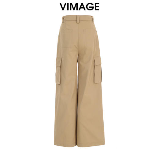 VIMAGE纬漫纪冬季新款高腰阔腿卡其色工装裤休闲百搭显瘦长裤V2205813 商品图2