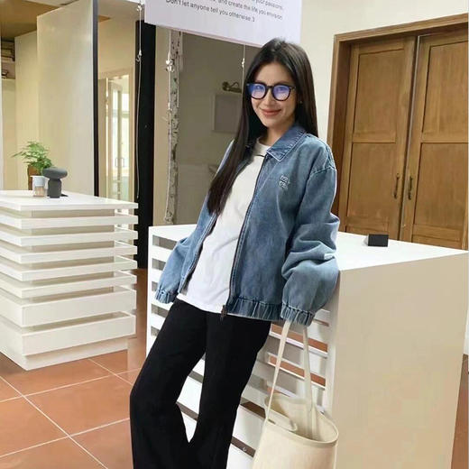 【顺丰包邮】14318 洛诗琳韩系绣花拉链休闲牛仔夹克外套女158191 商品图2