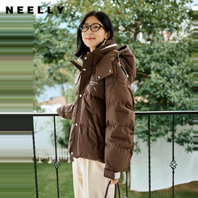 NEELLY纳俪商场同款冬季新款白鸭绒连帽羽绒服外套女时尚保暖外套N24104L06602