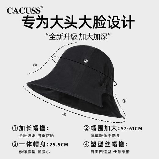 CACUSS帽子秋冬季渔夫帽女弹性大头围防晒遮阳帽显脸小纯棉太阳帽PM230385 商品图2