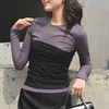 【顺丰包邮】81234 洛诗琳设计感圆领撞色抹胸长袖T恤打底上衣2013 商品缩略图0