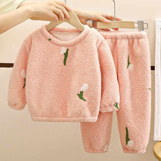 【抵御寒冷，儿童双面绒保暖套装】新款儿童睡衣套装秋冬季加厚保暖，无荧光亲肤细腻绒舒适柔和，男童女童家居服宝宝加绒加厚童装QQ 商品图8