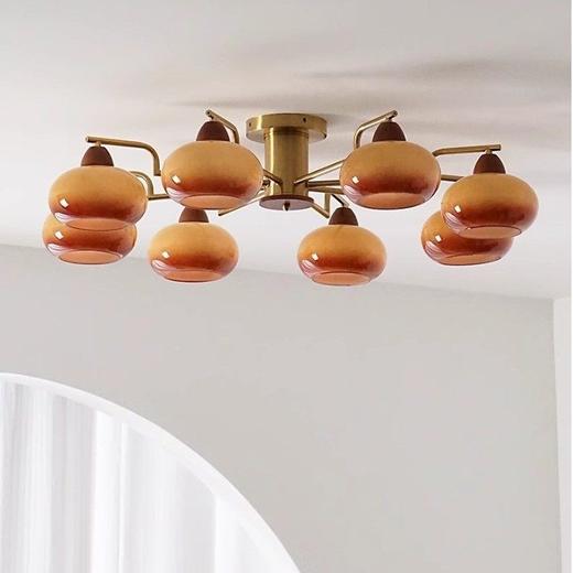 吸顶灯风 书房灯客厅中古vintage奶油主灯卧室餐厅柿子包豪斯全铜 商品图0