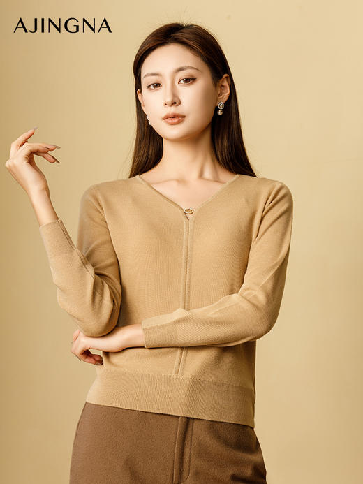 【商场同款】阿菁娜2024冬季新款新澳羊毛金葱优雅毛衫A29D301012 商品图1