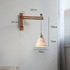 床头日式接线移位LED复古伸缩木缩侘寂风可免折叠卧室摇臂灯壁灯 商品缩略图1
