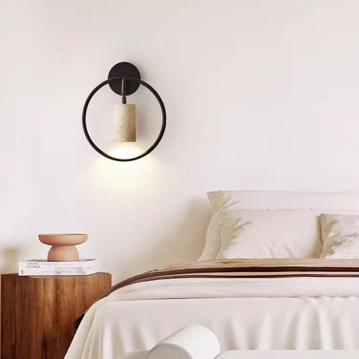 玄关风黄洞石风走廊餐厅圆形背景墙床头奶油侘寂壁灯民宿艺术灯具 商品图2