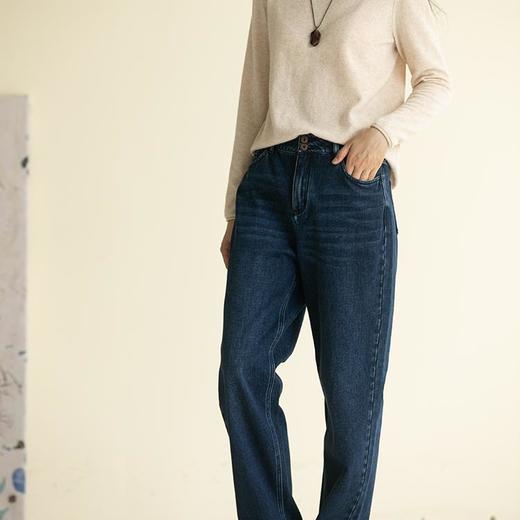 牧衣游原创 牛仔蓝棉质长裤*复古休闲纯棉丹宁裤女新款 汀雨 商品图1