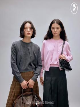 shyshystill/shy202408042/shy202408043/柔软全羊毛两件套小心机贝壳扣设计百搭吊带开衫