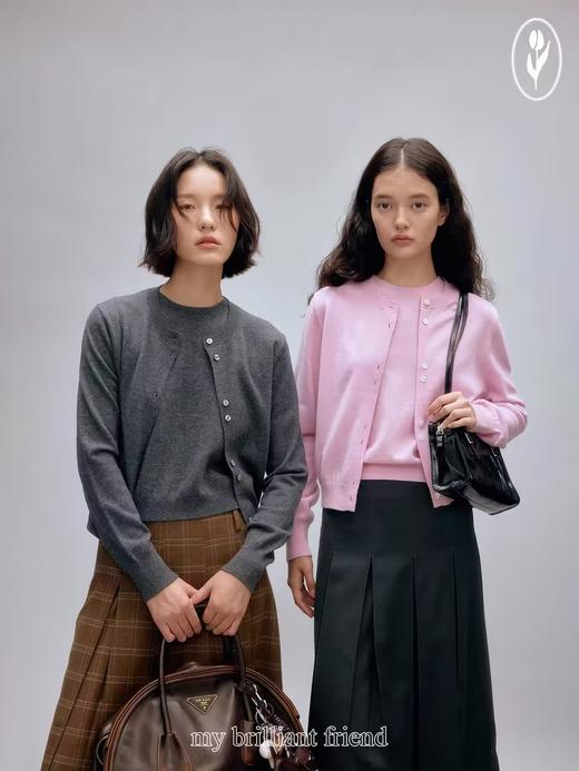 shyshystill/shy202408042/shy202408043/柔软全羊毛两件套小心机贝壳扣设计百搭吊带开衫 商品图0