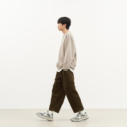 吃茶去chichaqu2024重磅灯芯绒锥形单褶九分裤复古宽松休闲百搭 商品图1