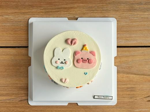 简约小兔小猪手绘蛋糕 n 商品图1