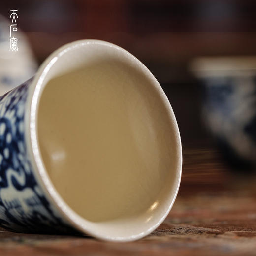 问鼎天石窑白陶泥元青花花神杯（一路莲科） 商品图2