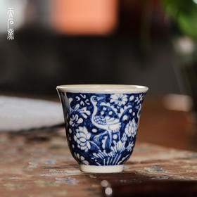 问鼎天石窑白陶泥元青花花神杯（一路莲科）