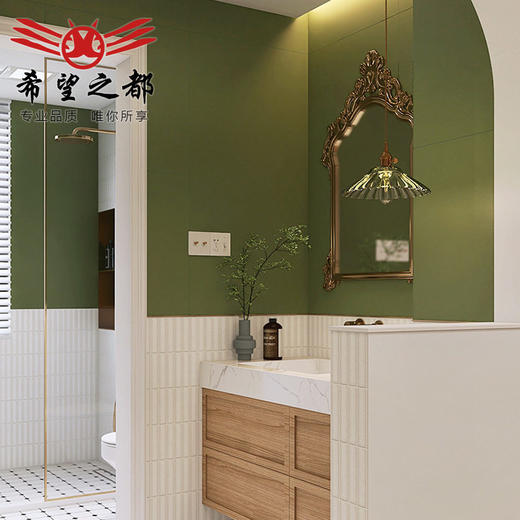 哑光厨房地绿色卫生间厕所花砖墙砖浴室阳台瓷砖复古法式600x600 商品图3