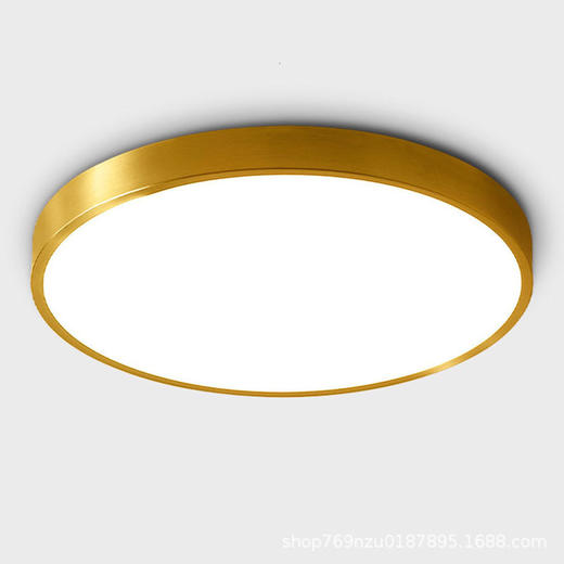 全铜过道LED阳台纯铜北欧灯具卧室客厅美式吸顶灯轻奢超薄圆形 商品图4