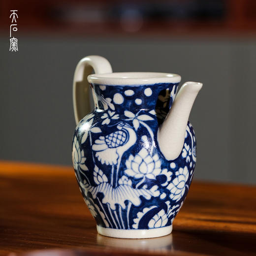 问鼎天石窑白陶泥元青花执壶公杯（一路莲科） 商品图3