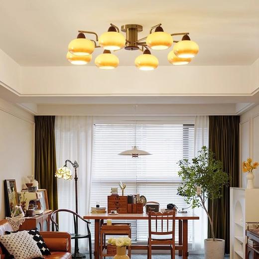 吸顶灯风 书房灯客厅中古vintage奶油主灯卧室餐厅柿子包豪斯全铜 商品图1