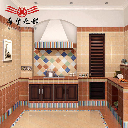 瓷砖300彩色佛山风150仿古砖田园美式地砖150地砖美式亮面*地中海 商品图2