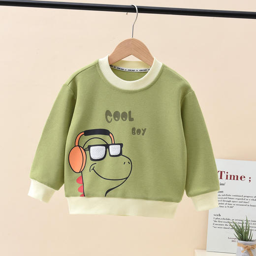 【萌趣时尚，休闲舒适】儿童长袖秋季新款 圆领纯棉卫衣 宽松上衣 卡通小童装 秋装男婴童卫衣-QQ 商品图3