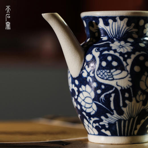 问鼎天石窑白陶泥元青花执壶公杯（一路莲科） 商品图4