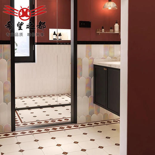 200200围边复古法式墙砖阳台砖厨房花砖浴室红卫生间瓷砖羽毛地砖 商品图0