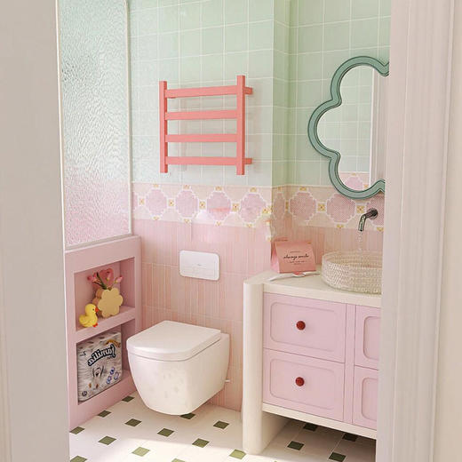 卫生间彩色洗漱台上盆洗脸盆多巴胺浴室柜组合台撞色柜洗手池 商品图3