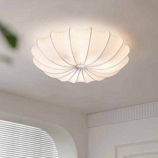 卧室吸顶灯民宿禅意圆形吸顶灯蚕丝中式法式日式奶油书房灯具布艺 商品图0