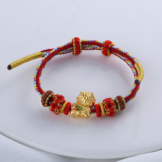 【宏艺珠宝】福佑白泽手串·足金精品5D挂坠 商品图1