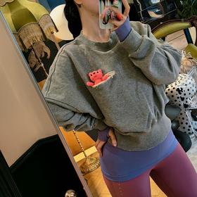 [屁侠推荐]米馨悦  Polo领落肩短卫衣休闲通勤风/V领插肩袖版休闲卫衣/大落肩短款基础版卫衣  