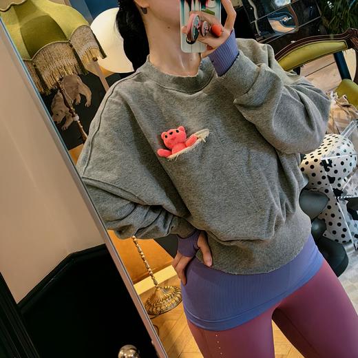 [屁侠推荐]米馨悦  Polo领落肩短卫衣休闲通勤风/V领插肩袖版休闲卫衣/大落肩短款基础版卫衣   商品图0