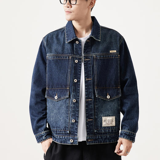 【新款DQ】大依优型大码牛仔外套新款牛仔衣青年百搭上衣潮款加肥加大胖子潮流 商品图0