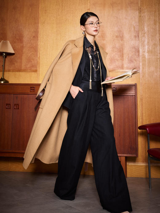 “慵懒与共”J204B4681 颈袖添香职场气质羊毛中长款时尚修身毛呢外套大衣女士 商品图3