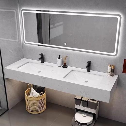 悬浮浴室柜组合洗脸盆卫生间公共大理石洗手盆洗脸池双盆 商品图3