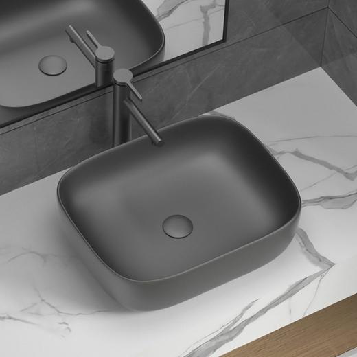 灰色盆枪尺寸洗手盆椭圆洗脸盆卡其色卫生间陶瓷法式艺术台上盆大 商品图1