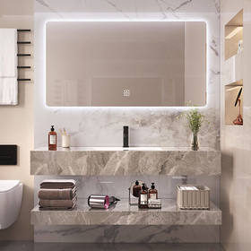 洗手盆双人浴室柜组合台双盆卫生间洗脸盆组合轻奢大理石柜洗漱