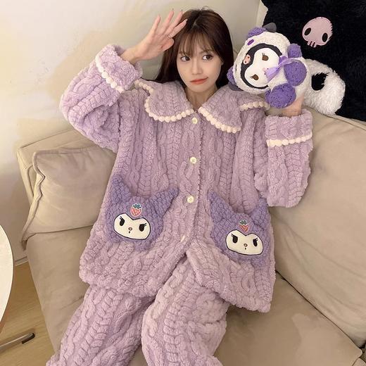 冬季新款【睡衣女珊瑚绒】卡通可爱娃娃领 秋冬天加厚加绒保暖法兰绒家居服套装 商品图7